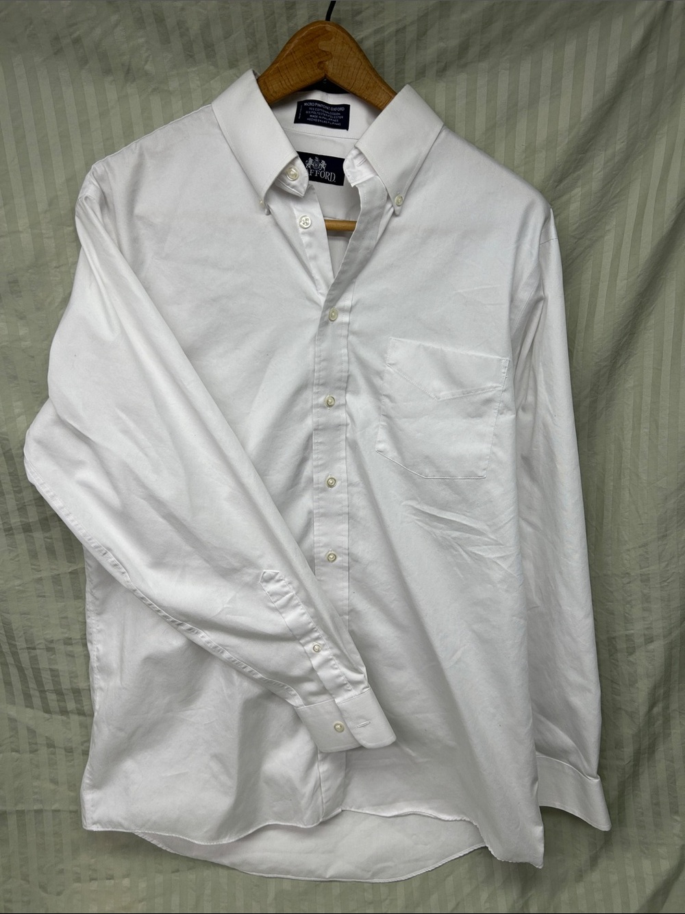 Stafford White Button-Down Dress Shirt with Chest Pocket
